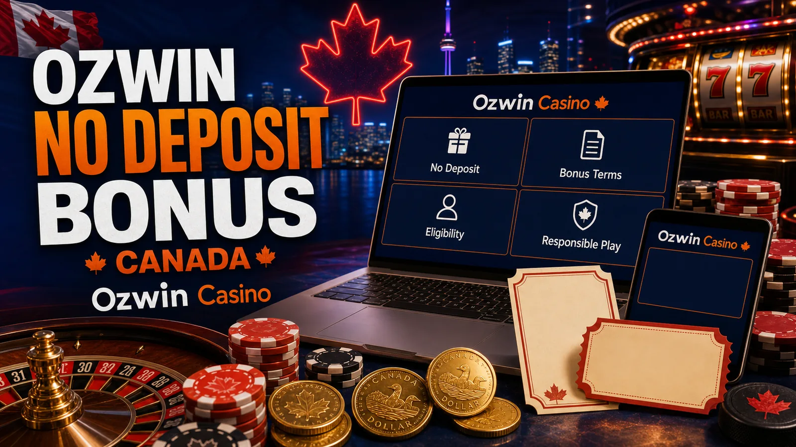 Ozwin No Deposit Bonus content banner for Canadian players